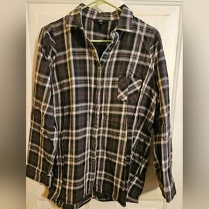 Black, White & Gray  Casual Button Down Shirt with Soft Woven Fabric, Mens Sz 44